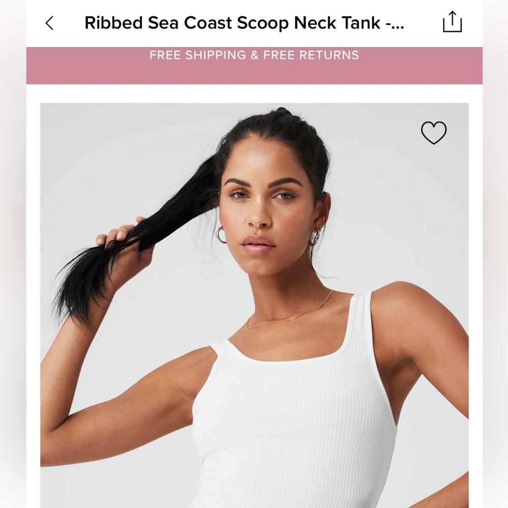 ALO Yoga White Ribbed Tank Top - Picture 5 of 6